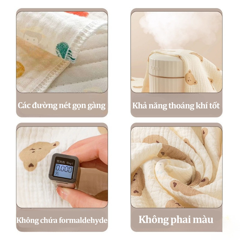 Khăn tắm xô muslin 2 lớp cao cấp,đa năng phong cách Hàn,mềm,thấm hút tốt,ko bụi vải, có thể làm chăn cho bé (70x80cm)