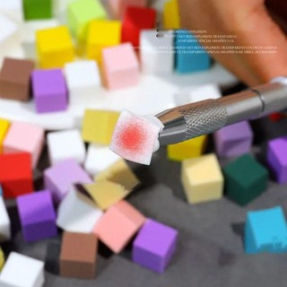 AFTEROF 50 Cái / bộ Miếng bọt biển nghệ thuật làm móng, Miếng bọt biển chuyển màu móng tay DIY mềm mại, hình vuông có bút lấy Bàn chải móng tay gradient Phụ kiện dụng cụ làm móng tay