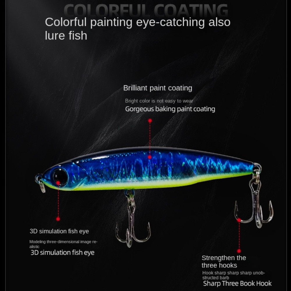 Mồi Cá Wobbler Bút Chì Cho Bass với VMC Treble Hook 5g & 11.5g - Phù Hợp Đi Bộ Cùng Chó