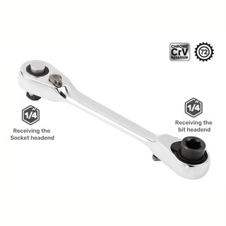 Voktta Chìa Vặn Bánh Cóc 2 Đầu 1/4 Inch Thép Không Gỉ - Cầm Tay Cờ Lê Đảo Chiều Sửa Chữa Đa Năng