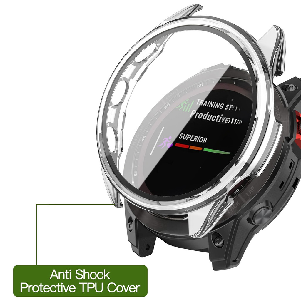 Kính cường lực + ốp lưng cho Garmin Forerunner 165 PC bảo vệ màn hình cứng toàn diện ốp bảo vệ cản