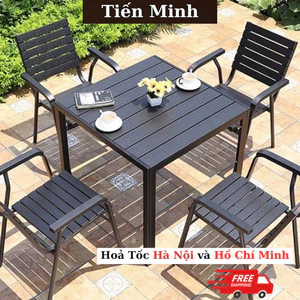 Bộ bàn ghế sân vườn ngoài trời Vuông Bàn ghế ban công ngoài trờ Composite Bàn ghế ngoài trời - TM22