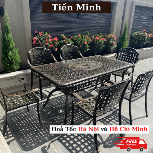 Bộ bàn ghế sân vườn ngoài trời HCN Bộ bàn ghế ban công ngoài trời nhôm đúc Bàn ghế ngoài trời - BO12