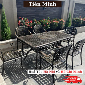 Bộ bàn ghế sân vườn ngoài trời HCN Bộ bàn ghế ban công ngoài trời nhôm đúc Bàn ghế ngoài trời - BO12
