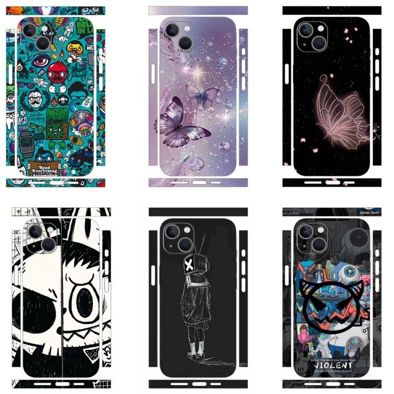 Dành Cho iPhone 13 14 15 16 Pro max plus e 16e Miếng Dán Bảo Vệ Mặt Sau Hoạt Hình full cover Bảo Vệ Phim Trong Suốt
