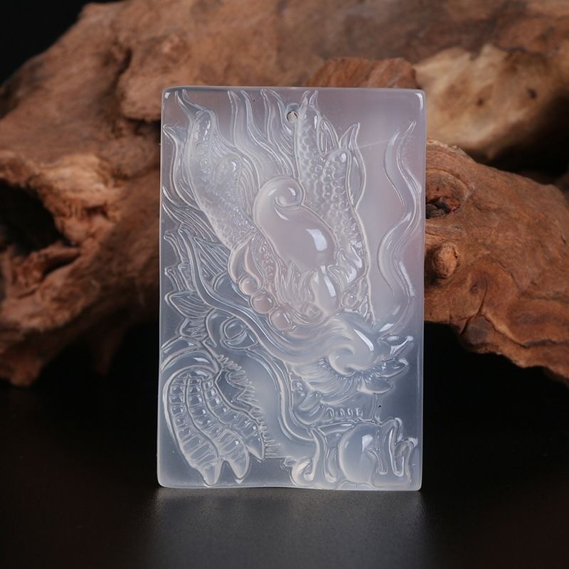 Ice Chalcedony Mã Não Rồng Bốn Biển Rồng Thương Hiệu Mặt Dây Chuyền Nam Vòng Cổ Mặt Dây Chuyền