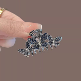 MAUROPOLI [Sẵn sàng] Kẹp kẹp hình con bướm đính đá xanh vừa tinh tế Kẹp tóc nửa mảnh dành cho nữ Đầu lưng cao cấp Kẹp tóc Kẹp tóc cá mập Kẹp tóc