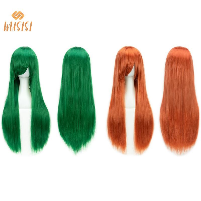 [WUSISI] Đa Năng Tổng Hợp Nhiều Màu Sắc Dài Thẳng Cosplay Tóc Giả Tự Nhiên 80cm Phần Mở Rộng Tóc Gothic Hóa Trang Đảng Kiểu Tóc MỚI