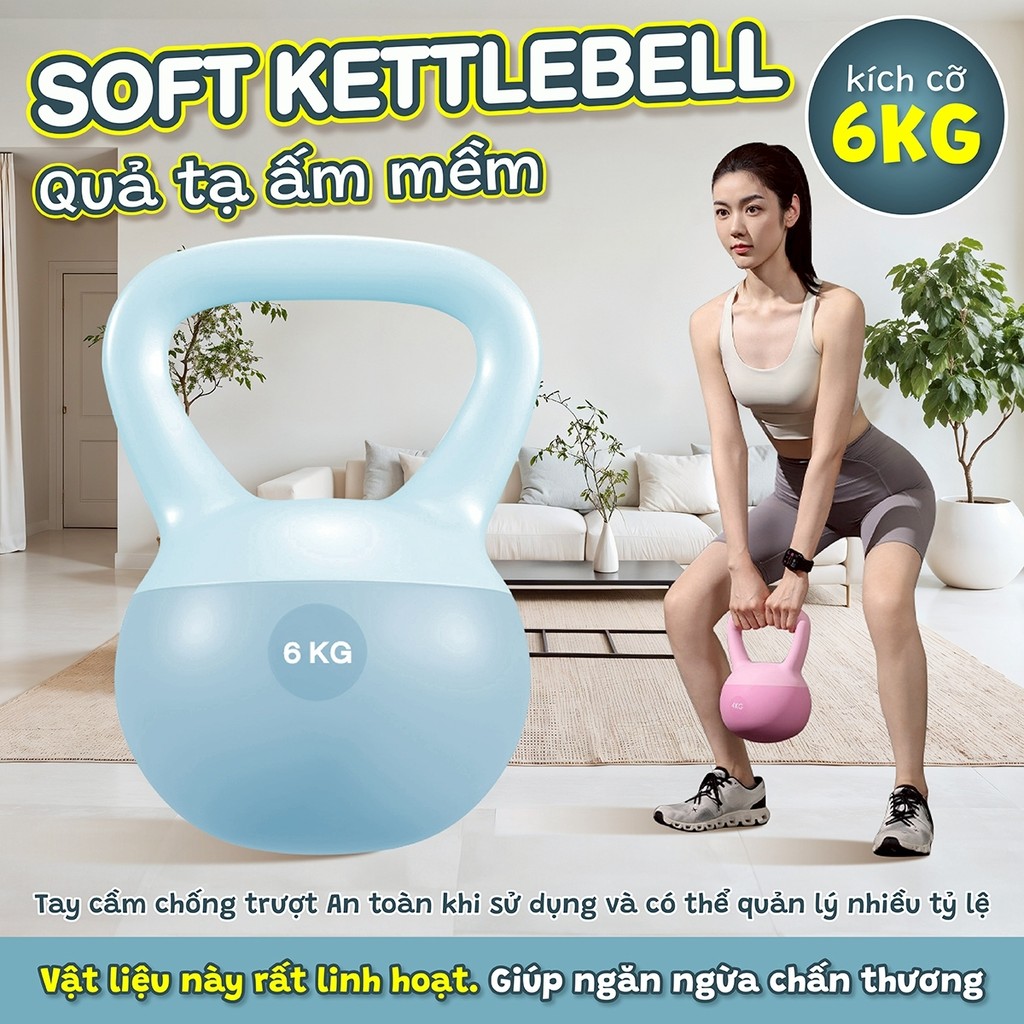 Ảnh -BG- Q312- 6KG- Tạ chuông mềm tập Squats hông và cánh tay,Tập tại nhà an toàn cho mọi người 1