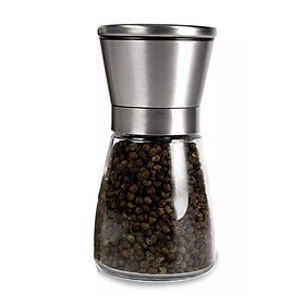 Lọ xay tiêu Inox kiểu dáng nhỏ gọn đẹp mắt, thủy tin trong suốt, nắp đậy kín đ.áo, tiện lợi