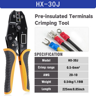 Kìm Kẹp Đầu Nối Cách Nhiệt HS - 30J, Dành Cho Dây 22 - 10 AWG (0.5 - 6mm²)