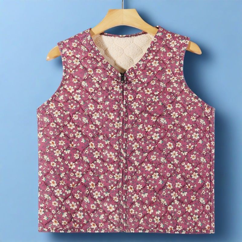 Áo Vest Thời Trang Thu Đông Hoa Văn Đơn Giản Cho Mẹ