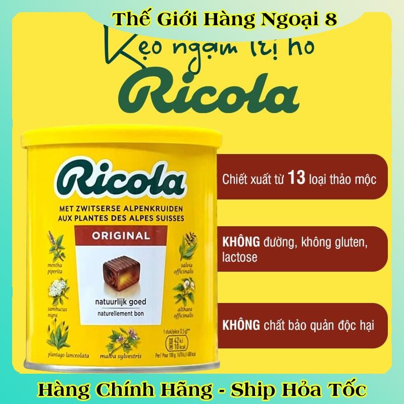 [DATE MỚI ĐỦ BILL] Kẹo ngậm ho Ricola hộp 250g - Hàng Nội Địa Đức