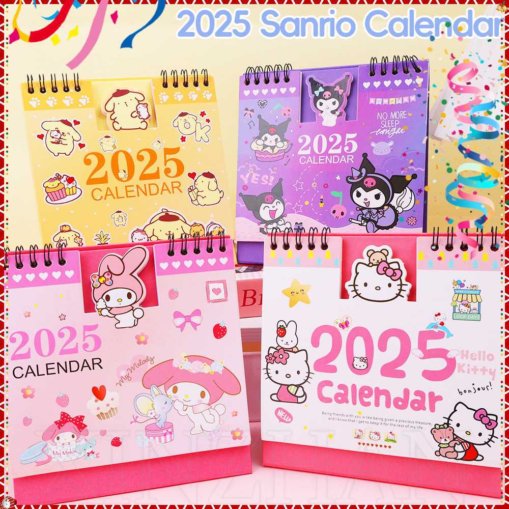 Lịch Để Bàn Sanrio 2025 - Lịch Sách Kỷ Lục Cuộn Dây Đứng - Hoạt Hình Dễ Thương Anime Puppy, Mèo Con, Họa Tiết Thỏ - Văn Phòng Phẩm Sinh Viên - Trang Trí Máy Tính Để Bàn Văn Phòng Tại Nhà