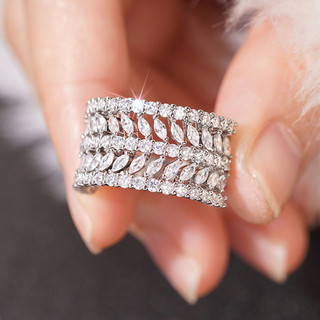 Nhẫn Zircon Lá Bạc S925 Trang Sức Thời Trang Đơn Giản Quà Tặng Nữ