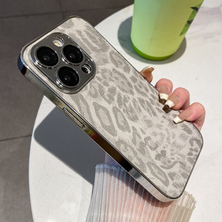Vỏ bảo vệ ống kính Mạ da báo Vỏ điện thoại cho iPhone 16 Pro Max 12 13 14 15 Promax 15Plus 17Promax Chống sốc Nam Nữ Vỏ điện thoại di động