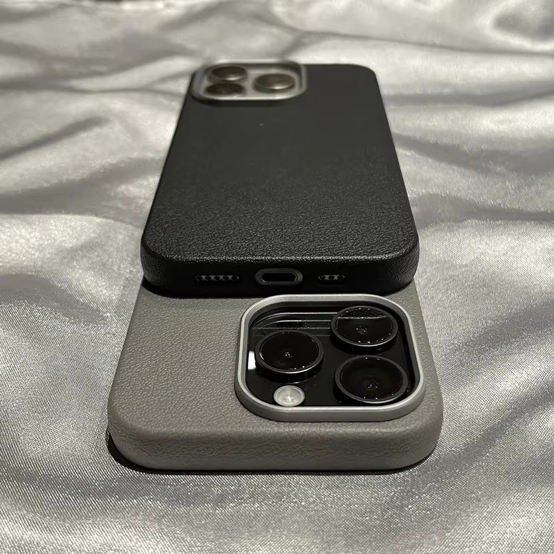 Ốp Điện Thoại Da Mờ Sang Trọng Cho iPhone 16 15 Pro Max 16e 14 13 12 11 Pro X XS Max XR 7 8 Plus SE2020 Bảo Vệ Ống Kính Vỏ Chống Sốc