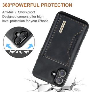 Ốp Ví 2 Trong 1 Có Thể Tháo Rời Cho IPhone 16 15 14 13 12 11 Pro Max Mini Ốp Lưng Có Thẻ 3Holder Dây Da Từ Tính Túi Đen