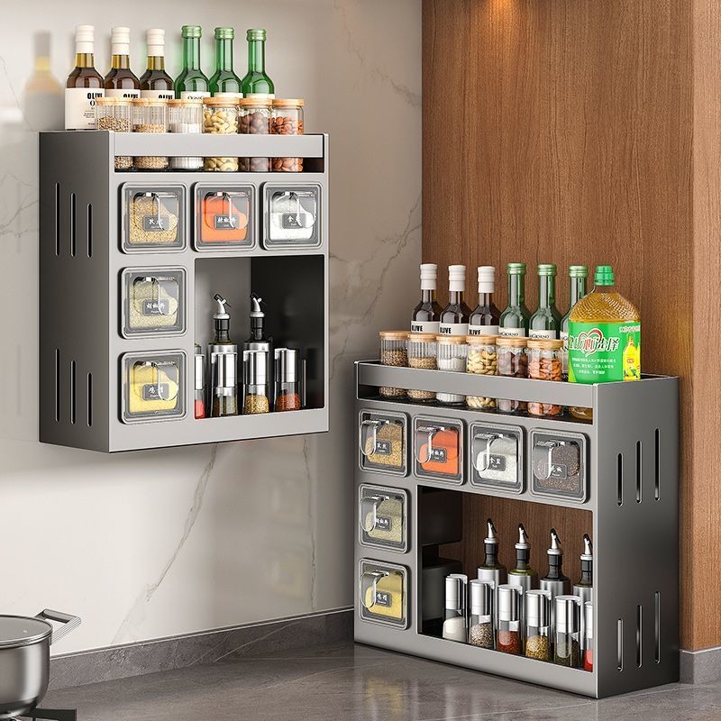 Giá Để Đồ Hộp Gia Vị Nhà Bếp Giá Treo Tường Không Đục Lỗ Chai Gia Vị ...