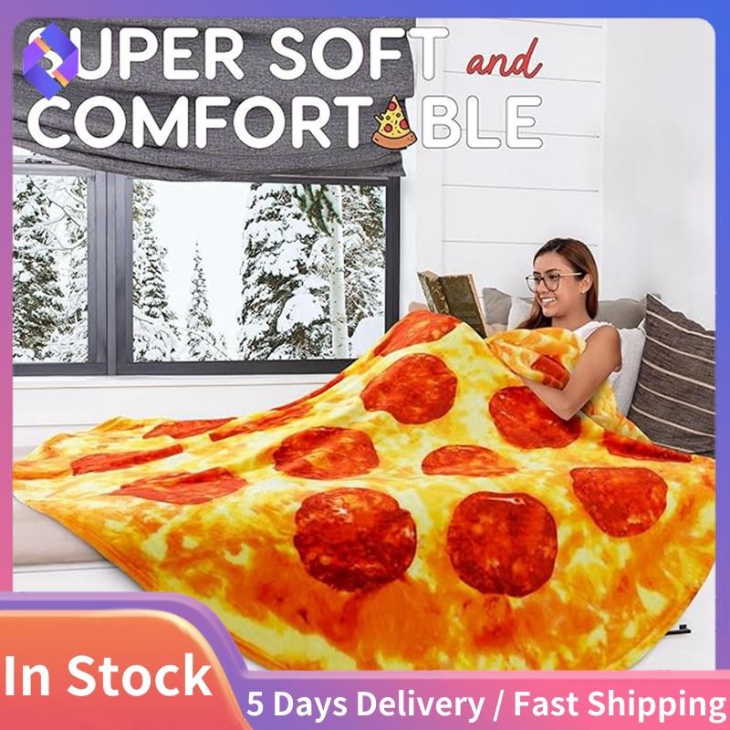 Chăn Pizza Pepperoni Khổng Lồ Chăn Mới Lạ 60 Inch Cho Người Lớn & Trẻ Em Tròn Trong Nhà, Ngoài Trời, Du Lịch, Gia Đình
