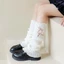 Vớ dài BORAGETE, Tất dệt kim nơ màu trơn, Tất bê Cotton mềm mại ngọt ngào thu đông
