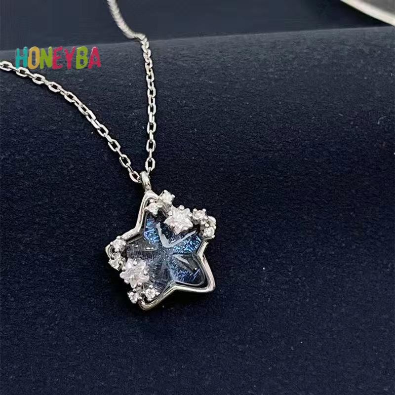 < Honeyba > Vòng cổ mặt dây chuyền hình trái tim pha lê thời trang đơn giản dành cho nữ Cô gái Tính khí Vòng cổ giả tưởng thanh lịch Quà tặng trang sức