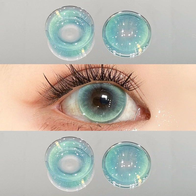[0.00--6.00] Kính áp tròng Set 2 chiếc Ống kính áp tròng màu xám 14,5mm một năm 0,00---6,00 độ 1105
