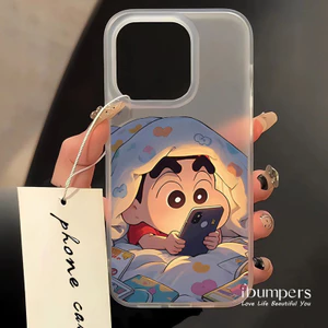 ibumpers Ốp Điện Thoại iPhone Ấm Áp Dễ Thương Shin Chan Chơi Họa Tiết Ốp Lưng Trong Suốt Nhám Mờ Chống Bẩn Chống Sốc Cho IPhone 16 15 14 12 13 11 Pro Max IP 7 8 Plus X XS XR