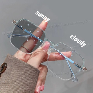 Photochromic Chống Bức Xạ Kính Mắt Khung Vuông Sắc Thái Cho Nữ Nam Kính Khung Thay Thế Ống Kính Chống Ánh Sáng Xanh Thời Trang Kính Mắt Hàn Quốc