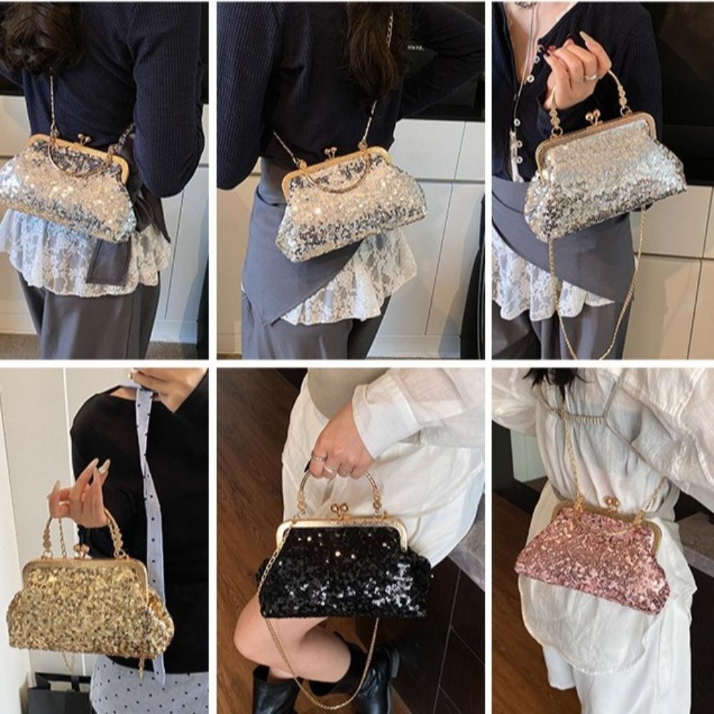 Túi ly hợp nữ CPINCP, Túi đeo chéo tinh tế sáng bóng, Túi đựng mỹ phẩm dung lượng cao Sequin thời trang dành cho nữ