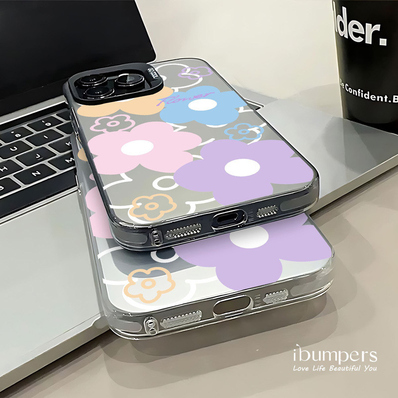 ibumpers Ốp Điện Thoại iPhone Ngọt Ngào Họa Tiết Hoa Tươi Cho IPhone 16 15 14 12 13 11 Pro Max Ốp Lưng IMD Cứng Và Nhẵn