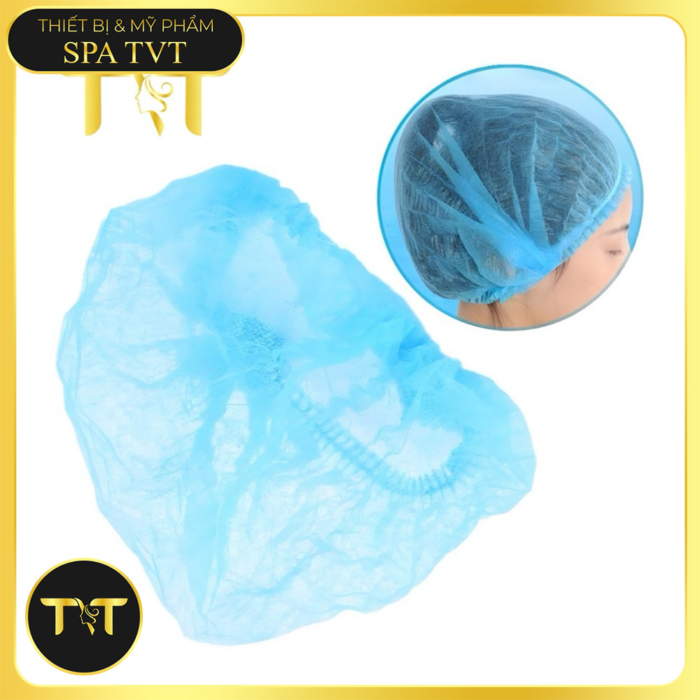 Mũ Chụp Tóc Con Sâu Vải Không Dệt 100 Cái, Dùng Một Lần Cho Spa, Phun Xăm, Chăm Sóc Da