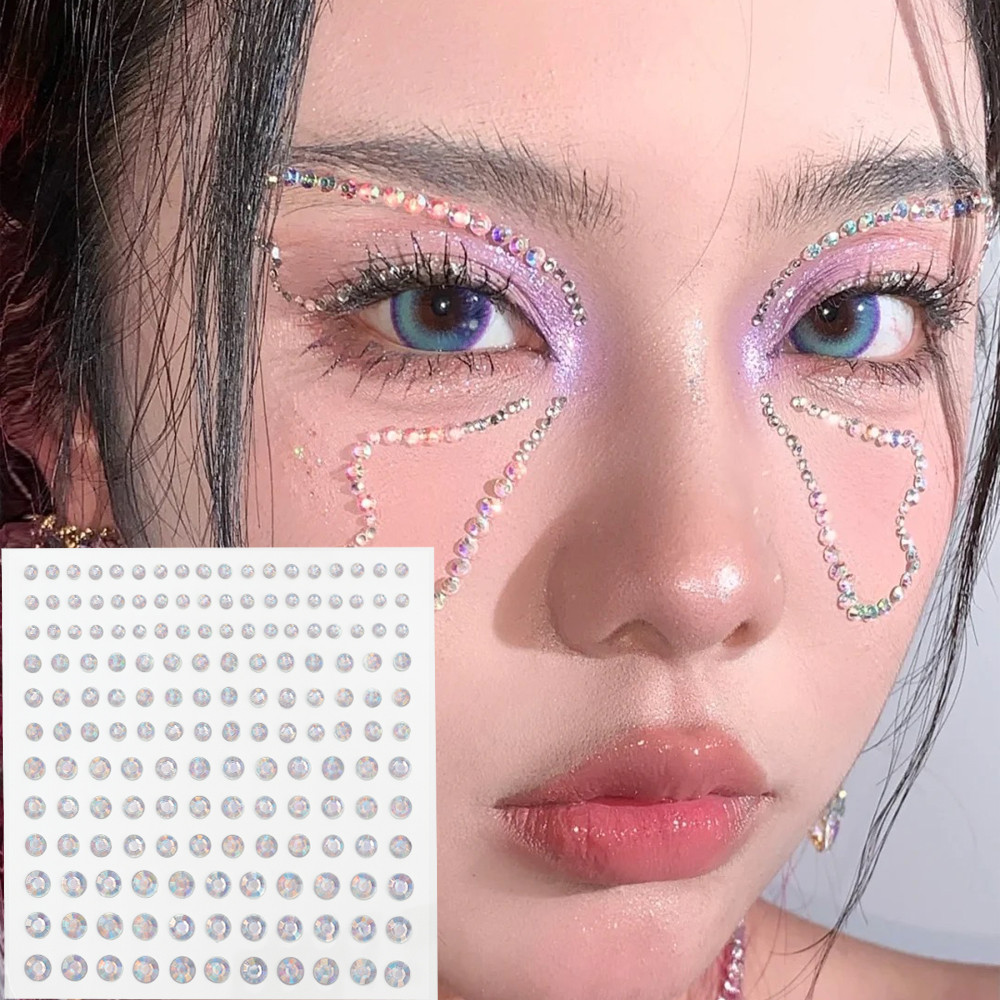 Trang sức mặt Nhãn dán kim cương giả 3D - Nhãn dán hình xăm dùng một lần DIY Eyes Face Body Crystal Trang trí nghệ thuật