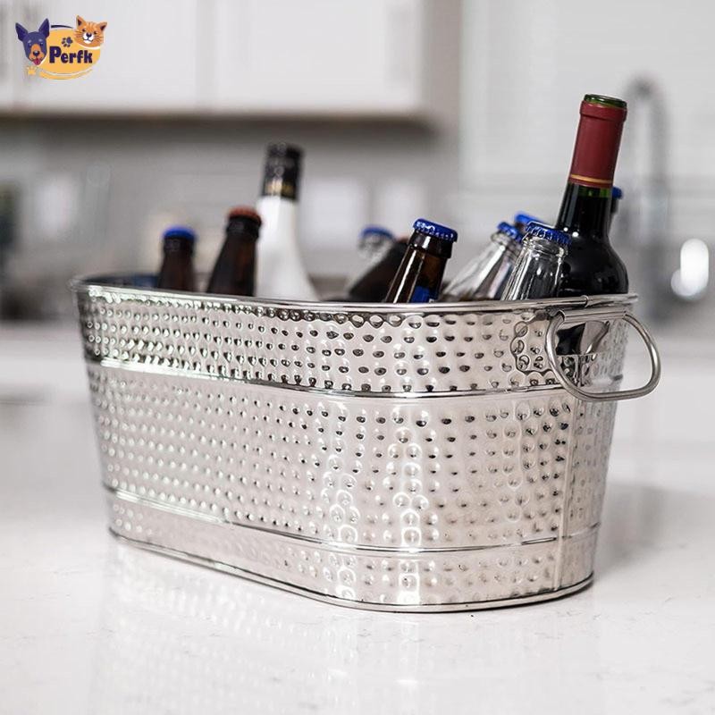 Xô đá, mạ kẽm, hình bầu dục, Bồn đựng đồ uống, Bền bỉ, Giá đỡ đá mộc mạc, Bồn bia, Xô đựng rượu để làm mát rượu vang, Làm mát trong nhà hàng