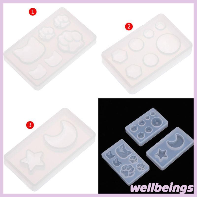 Wellb Khuôn Silicon Hình Học Mặt Dây Chuyền Khuôn Dành Cho Người Hâm Mộ DIY Khuôn Nhựa Epoxy