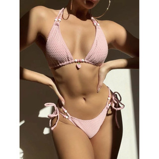 Đồ Bơi Nữ Chấm Dệt Trái Tim Dây Hai Mảnh Bikini Đồ Bơi