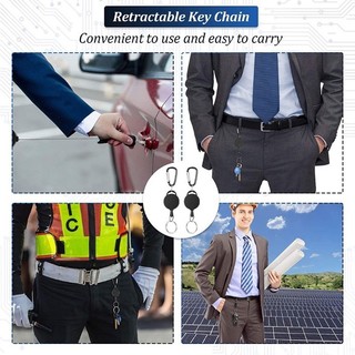 Móc khóa kéo có thể thu vào đầy màu sắc - Huy hiệu Reel ID Dây buộc chống trộm Cuộn dây đai giật Vòng chìa khóa