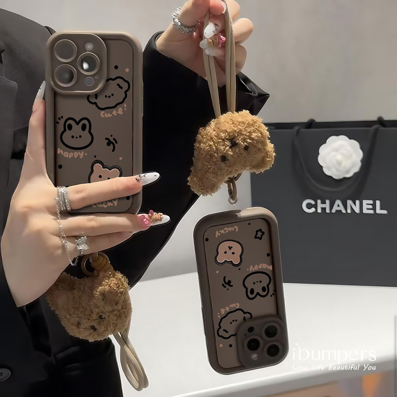 ibumpers Ốp Lưng IPhone Họa Tiết Hoạt Hình Đáng Yêu Đơn Giản Có Dây Đeo Ốp Điện Thoại Dày Dặn Silicon Mềm Chống Sốc Chống Bẩn Cho IPhone 16 15 14 12 13 11 Pro Max IP 7 8 Plus X XS XR