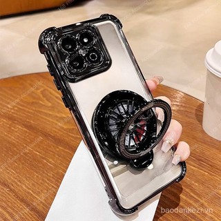 Ốp lưng Honor 200 Smart, ốp lưng Honor X7C trong suốt chống sốc với nắp camera, giảm căng thẳng, giá đỡ điện thoại xoay, đệm khí dày, vỏ điện thoại mềm