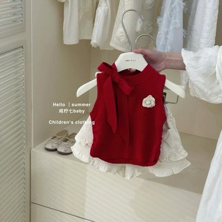 S533-[tomnaukid] Set áo phối quần Short trắng Kèm Hoa cho bé gái size từ 8-30Kg