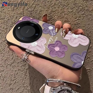 Dành Cho Huawei Honor X9C X9B X9A X9 X8A X8B X7C X7A X7B X6B X40i X60i X60 Pro X5 Plus Magic 7 6 5 Pro 4 Lite Màu Tím Tranh Sơn Dầu Hoa Vỏ Điện Thoại Hoạt Hình Ốp Lưng Cứng Mờ