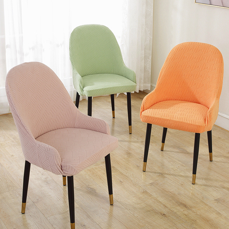 Jacquard Cánh Tay Ghế Co Giãn Ghế Ăn Bao Bọc Ghế Đơn Giản Cong Ghế Trượt Cho Văn Phòng Khách Sạn Tiệc Cưới