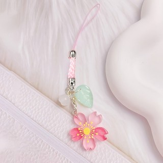 Quyến Rũ Điện Thoại Thiết Kế Hoa Anh Đào - Hoa Nhựa Dễ Thương Có Lá Và Hạt - Phụ Kiện Túi Đi Học Nữ Tính Màu Hồng Cho Bé Gái Và Bạn Bè