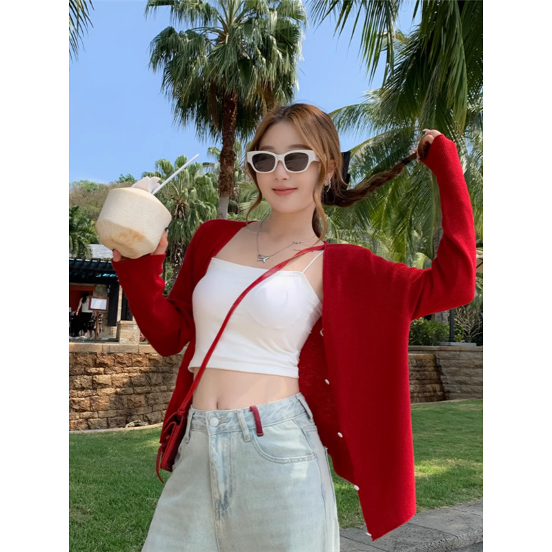 Áo len Cardigan màu trơn giản dị đơn giản phong cách mới mùa hè dành cho nữ 250423
