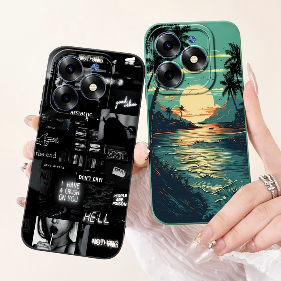 Ốp Lưng ITEL P55 4G A666L Silicon Mèo Dễ Thương Thời Trang Bướm Hoa Yêu Sơn Bao P55 Vỏ Điện Thoại ITEL A666LN P666LN