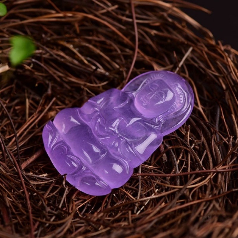 Đá tự nhiên Khóa an toàn Violet Guanyin Phật Mặt dây chuyền Mặt dây chuyền