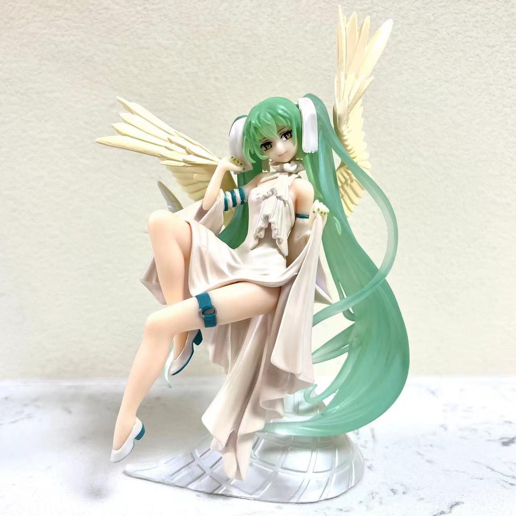 TENITOL Hatsune Miku Light Angel Lady Hai Chiều Đẹp Cô Gái Hình Anime Máy Tính Để Bàn Trang Trí Mô Hình