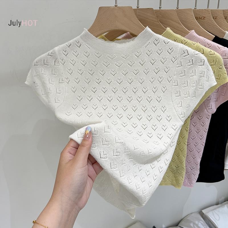 Áo Croptop Len Ice Silk Mỏng Tay Bay Cho Nữ, Thiết Kế Cut-OutSlim, Phù Hợp Mùa Hè 2025