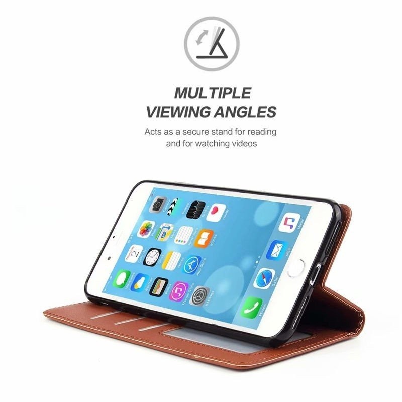 Ốp cho iPhone 11 12 13 14 XS Max x XR 5 5S SE 2 3 2022 6 6S 7 8 Plus Ví da PU Ốp lật có khe đựng thẻ Giá đỡ điện thoại giá đỡ điện thoại bằng silicon TPU mềm bộ giảm chấn 2lu3