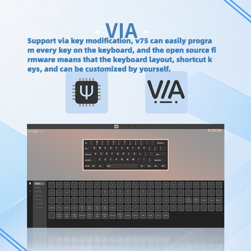 Hàng mới về!Bàn phím cơ ba chế độ CIDOO QK61 V2 VIA / QMK Đèn nền Bluetooth RGB 2.4g, có thể gập lại nóng | BigBuy360 - bigbuy360.vn